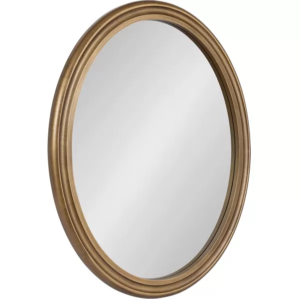 imageKate and Laurel Mansell Oval Wall Mirror 24 x 30 Rustic Brown Rustic Farmhouse Wooden Mirror with Modern Oval ShapeGold