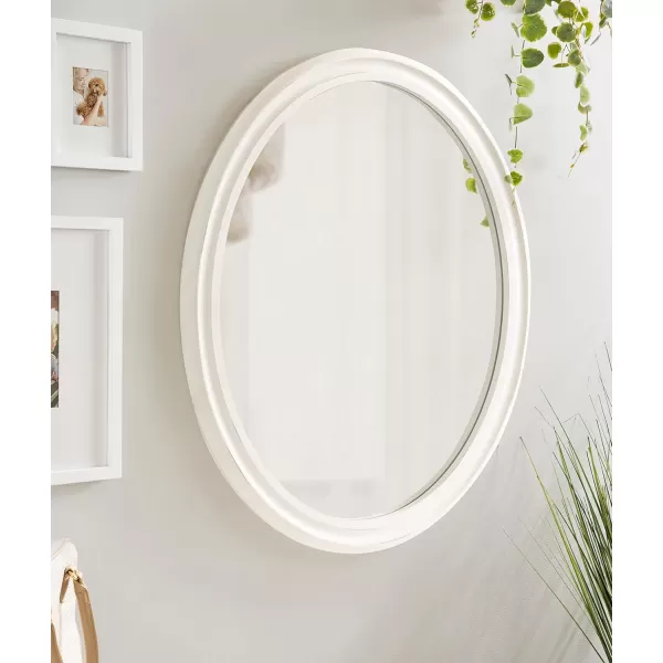 imageKate and Laurel Mansell Oval Wall Mirror 24 x 30 Rustic Brown Rustic Farmhouse Wooden Mirror with Modern Oval ShapeWhite