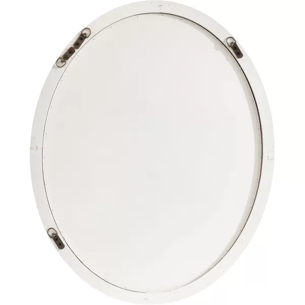 imageKate and Laurel Mansell Oval Wall Mirror 24 x 30 Rustic Brown Rustic Farmhouse Wooden Mirror with Modern Oval ShapeWhite