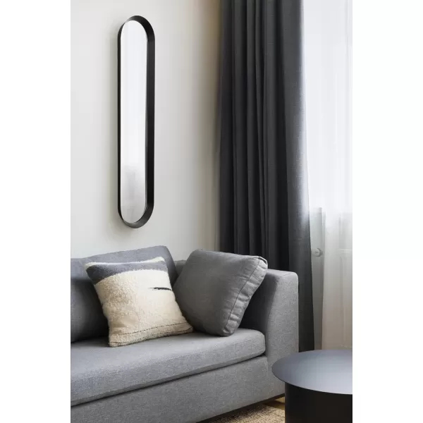 imageKate and Laurel Niya Modern Slim Panel Wall Mirror 10 x 40 Black Minimal Tall Mirror Wall Decor for Use as Skinny Entryway Mirror or Decorative Bedroom Mirror