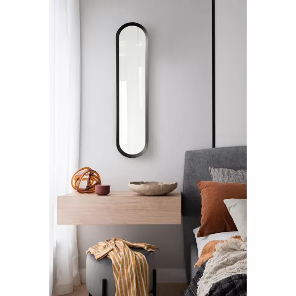 imageKate and Laurel Niya Modern Slim Panel Wall Mirror 10 x 40 Black Minimal Tall Mirror Wall Decor for Use as Skinny Entryway Mirror or Decorative Bedroom Mirror