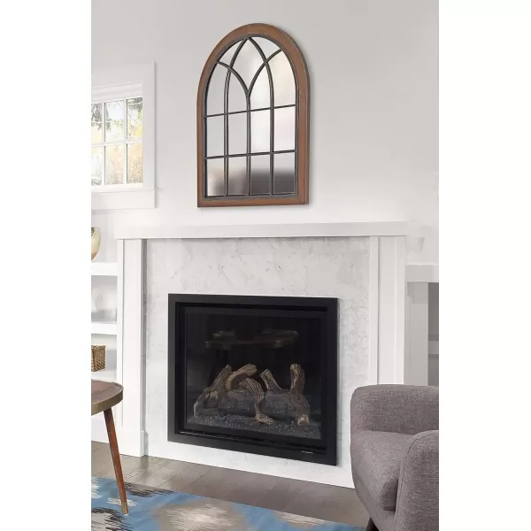 imageKate and Laurel Nola Classic Arch Wood Framed Wall Mirror 22 x 28 Rustic Brown ShabbyChic Farmhouse Wall DecorBrown
