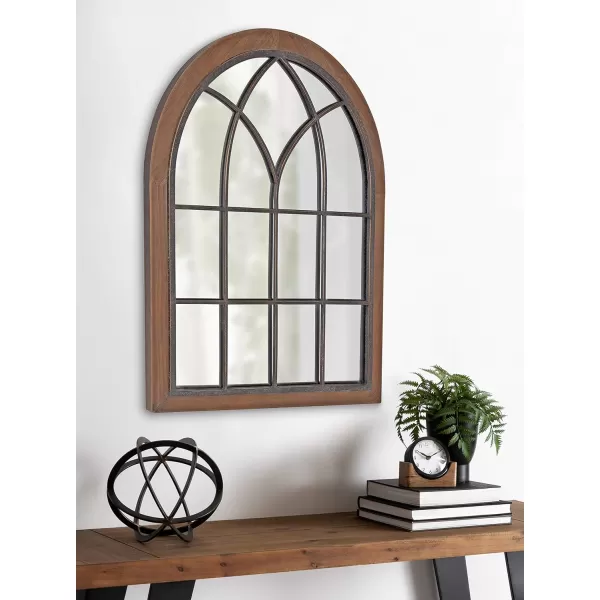 imageKate and Laurel Nola Classic Arch Wood Framed Wall Mirror 22 x 28 Rustic Brown ShabbyChic Farmhouse Wall DecorBrown