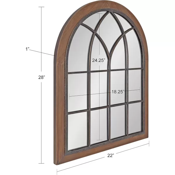 imageKate and Laurel Nola Classic Arch Wood Framed Wall Mirror 22 x 28 Rustic Brown ShabbyChic Farmhouse Wall DecorBrown