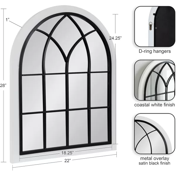 imageKate and Laurel Nola Classic Arch Wood Framed Wall Mirror 22 x 28 Rustic Brown ShabbyChic Farmhouse Wall DecorWhite