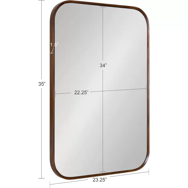 imageKate and Laurel Nordlund Modern Wood Framed Wall Mirror 23 x 35 Walnut Brown Chic Decorative Beechwood Mirror with Rounded Corners for Transitional Wall DecorWalnut Brown