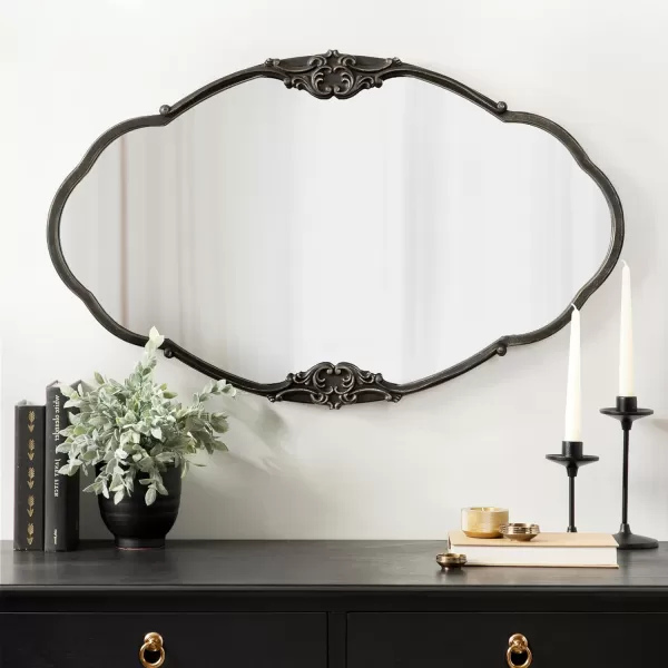 imageKate and Laurel Novella Glam Ornate Mirror 18x30 Gold Traditional Baroque Inspired Wall DecorBlack