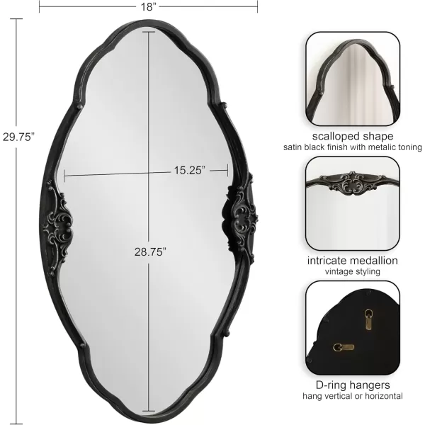 imageKate and Laurel Novella Glam Ornate Mirror 18x30 Gold Traditional Baroque Inspired Wall DecorBlack
