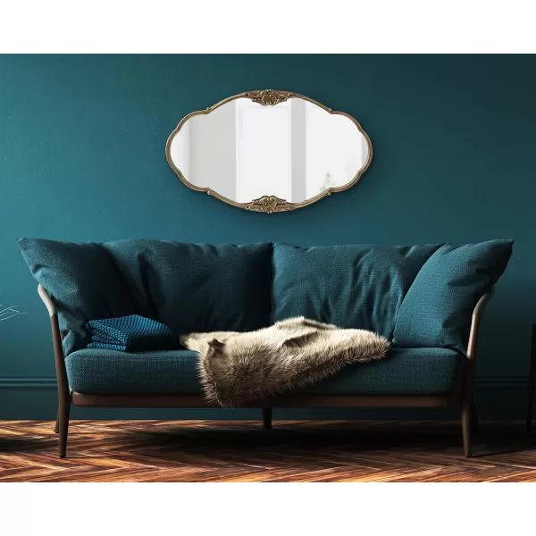 imageKate and Laurel Novella Glam Ornate Mirror 18x30 Gold Traditional Baroque Inspired Wall DecorGold