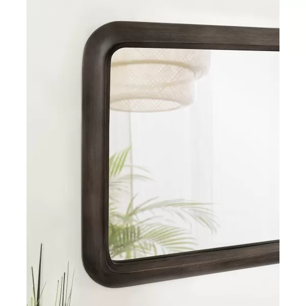 imageKate and Laurel Pao MidCentury Panel Wood Framed Wall Mirror 16 x 48 Walnut Brown Modern Full Length Mirror for WallGrey