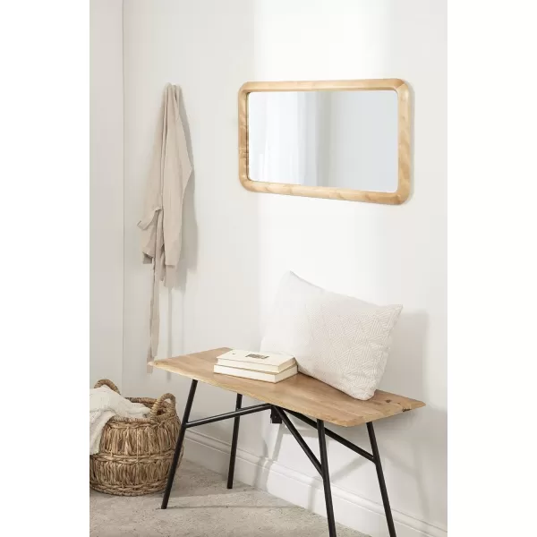 imageKate and Laurel Pao MidCentury Panel Wood Framed Wall Mirror 16 x 48 Walnut Brown Modern Full Length Mirror for WallNatural