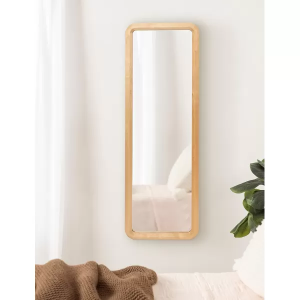 imageKate and Laurel Pao MidCentury Panel Wood Framed Wall Mirror 16 x 48 Walnut Brown Modern Full Length Mirror for WallNatural