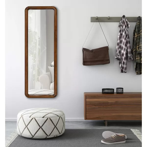 imageKate and Laurel Pao MidCentury Panel Wood Framed Wall Mirror 16 x 48 Walnut Brown Modern Full Length Mirror for WallWalnut Brown