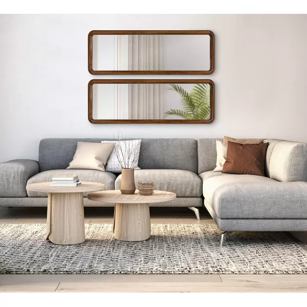imageKate and Laurel Pao MidCentury Panel Wood Framed Wall Mirror 16 x 48 Walnut Brown Modern Full Length Mirror for WallWalnut Brown