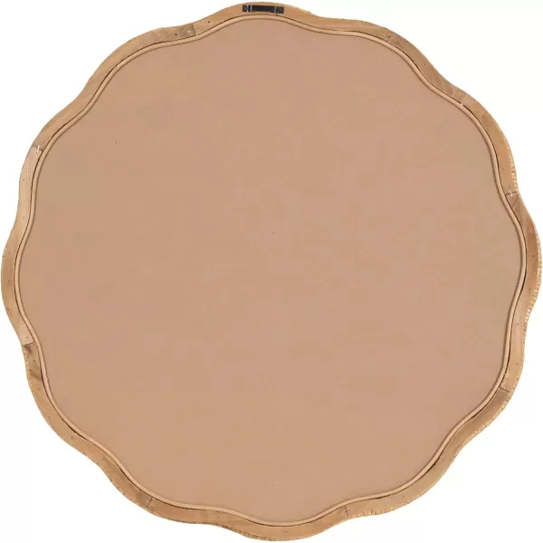 imageKate and Laurel Rahfy Boho Scalloped Round Rattan Mirror 26 Inch Diameter Natural Wood Decorative Round Wavy Mirror with Authentic Rattan Frame for Boho Wall Decor