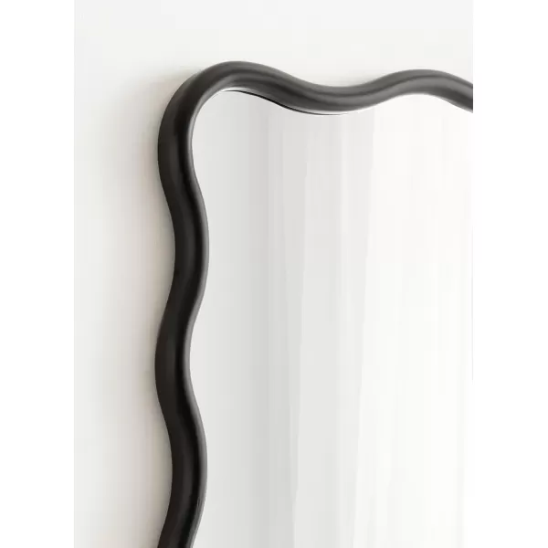 imageKate and Laurel Talma Modern Scalloped Rectangle Wall Mirror 24 x 36 Black Rectangular Wavy Mirror for Use as Bathroom Mirror for Over Sink or Cute Nursery MirrorBlack