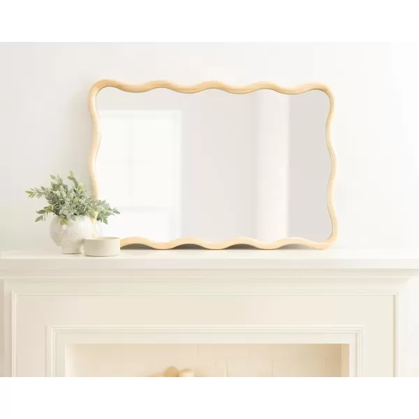 imageKate and Laurel Talma Modern Scalloped Rectangle Wall Mirror 24 x 36 Black Rectangular Wavy Mirror for Use as Bathroom Mirror for Over Sink or Cute Nursery MirrorNatural