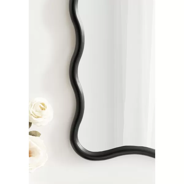 imageKate and Laurel Talma Modern Scalloped Rectangle Wall Mirror 24 x 36 Black Rectangular Wavy Mirror for Use as Bathroom Mirror for Over Sink or Cute Nursery MirrorBlack