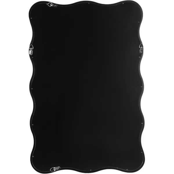 imageKate and Laurel Talma Modern Scalloped Rectangle Wall Mirror 24 x 36 Black Rectangular Wavy Mirror for Use as Bathroom Mirror for Over Sink or Cute Nursery MirrorBlack