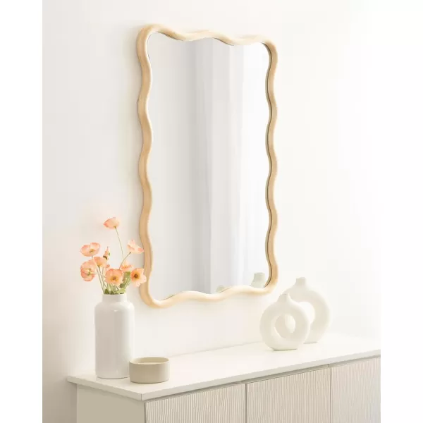 imageKate and Laurel Talma Modern Scalloped Rectangle Wall Mirror 24 x 36 Black Rectangular Wavy Mirror for Use as Bathroom Mirror for Over Sink or Cute Nursery MirrorNatural