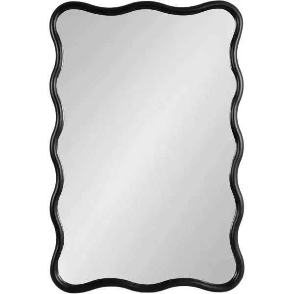imageKate and Laurel Talma Modern Scalloped Rectangle Wall Mirror 24 x 36 Black Rectangular Wavy Mirror for Use as Bathroom Mirror for Over Sink or Cute Nursery MirrorBlack