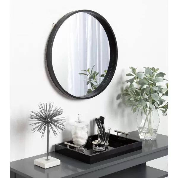 imageKate and Laurel Travis Round Wood Wall Mirror 315quot Diameter White Modern Wall Dcor AccentBlack