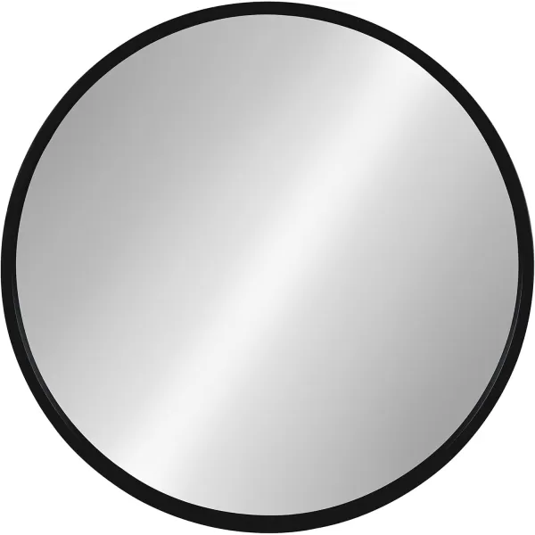 imageKate and Laurel Travis Round Wood Wall Mirror 315quot Diameter White Modern Wall Dcor AccentBlack