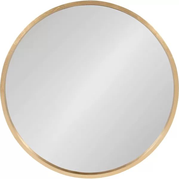 imageKate and Laurel Travis Round Wood Wall Mirror 315quot Diameter White Modern Wall Dcor AccentGold