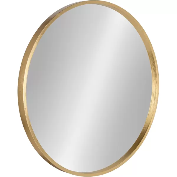 imageKate and Laurel Travis Round Wood Wall Mirror 315quot Diameter White Modern Wall Dcor AccentGold