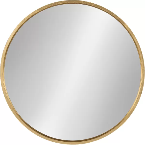 imageKate and Laurel Travis Round Wood Wall Mirror 315quot Diameter White Modern Wall Dcor AccentGold
