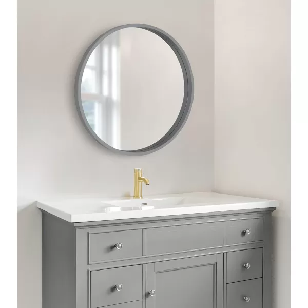 imageKate and Laurel Travis Round Wood Wall Mirror 315quot Diameter White Modern Wall Dcor AccentGrey