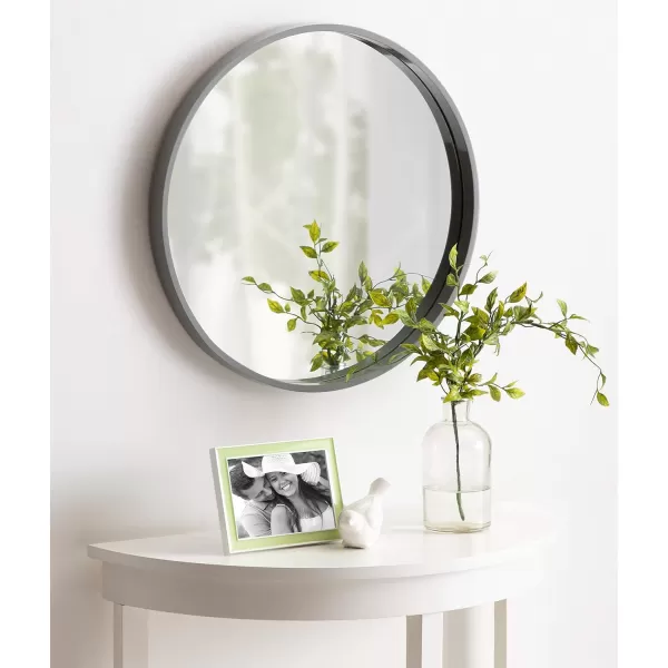 imageKate and Laurel Travis Round Wood Wall Mirror 315quot Diameter White Modern Wall Dcor AccentGrey
