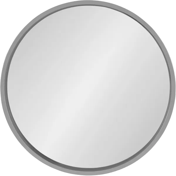 imageKate and Laurel Travis Round Wood Wall Mirror 315quot Diameter White Modern Wall Dcor AccentGrey