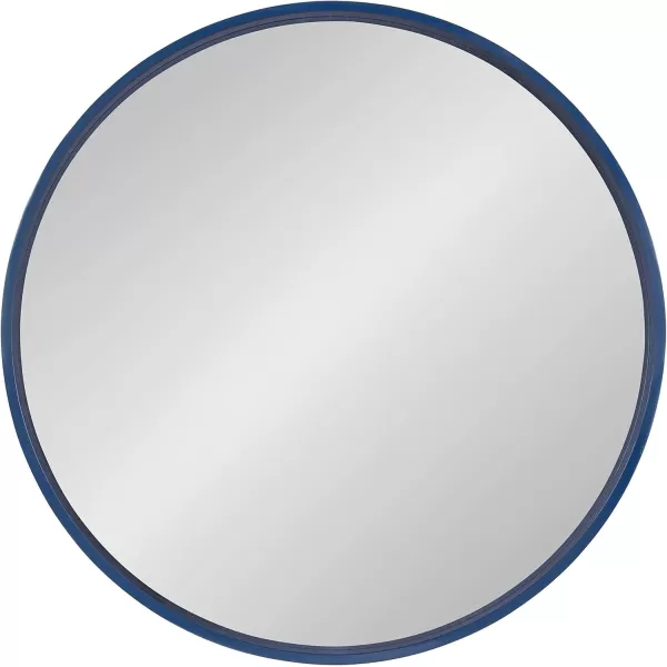 imageKate and Laurel Travis Round Wood Wall Mirror 315quot Diameter White Modern Wall Dcor AccentNavy Blue