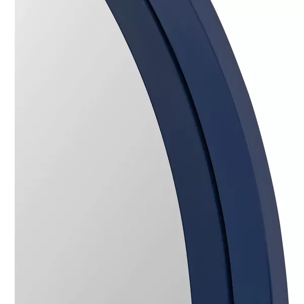 imageKate and Laurel Travis Round Wood Wall Mirror 315quot Diameter White Modern Wall Dcor AccentNavy Blue