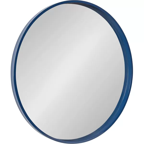 imageKate and Laurel Travis Round Wood Wall Mirror 315quot Diameter White Modern Wall Dcor AccentNavy Blue
