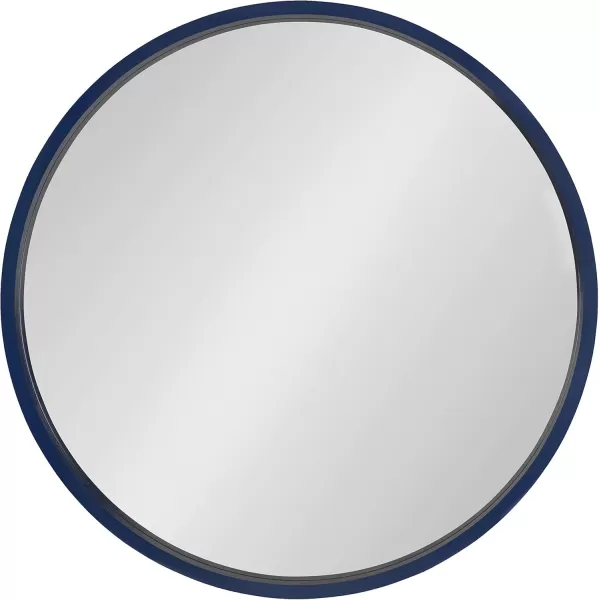 imageKate and Laurel Travis Round Wood Wall Mirror 315quot Diameter White Modern Wall Dcor AccentNavy Blue