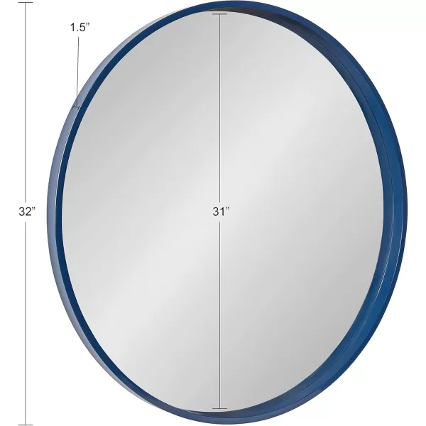 imageKate and Laurel Travis Round Wood Wall Mirror 315quot Diameter White Modern Wall Dcor AccentNavy Blue