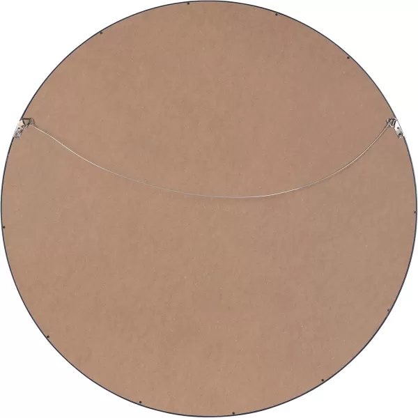 imageKate and Laurel Travis Round Wood Wall Mirror 315quot Diameter White Modern Wall Dcor AccentNavy Blue