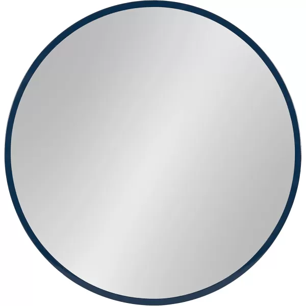 imageKate and Laurel Travis Round Wood Wall Mirror 315quot Diameter White Modern Wall Dcor AccentNavy Blue