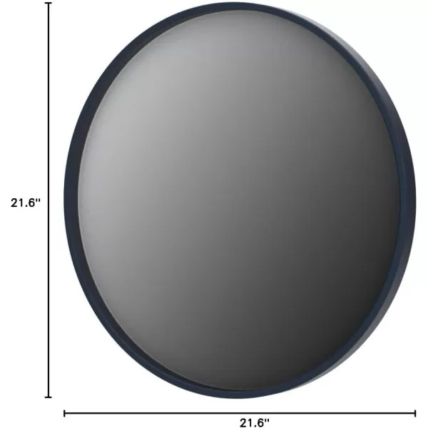 imageKate and Laurel Travis Round Wood Wall Mirror 315quot Diameter White Modern Wall Dcor AccentNavy Blue