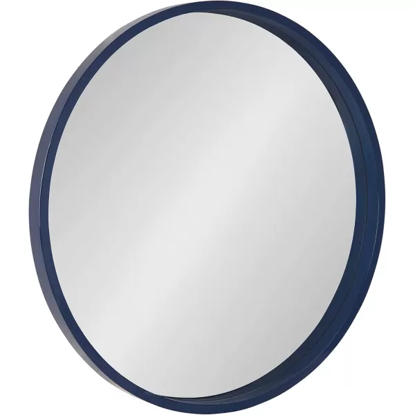 imageKate and Laurel Travis Round Wood Wall Mirror 315quot Diameter White Modern Wall Dcor AccentNavy Blue