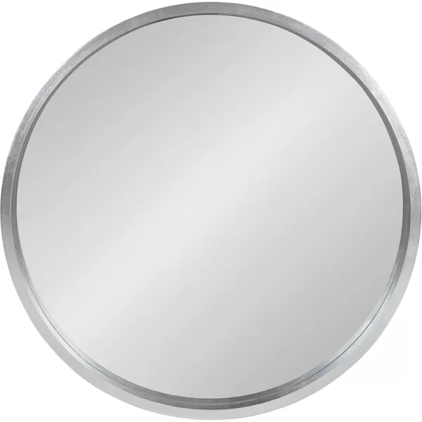 imageKate and Laurel Travis Round Wood Wall Mirror 315quot Diameter White Modern Wall Dcor AccentSilver