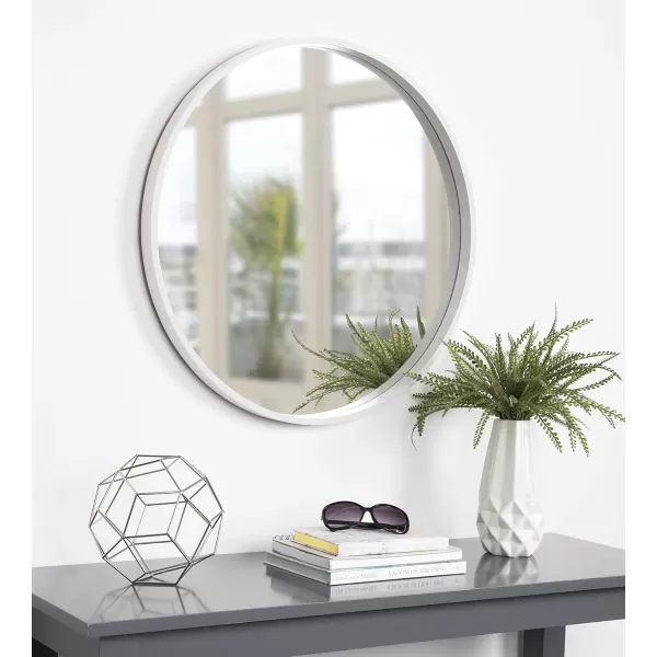 imageKate and Laurel Travis Round Wood Wall Mirror 315quot Diameter White Modern Wall Dcor AccentWhite