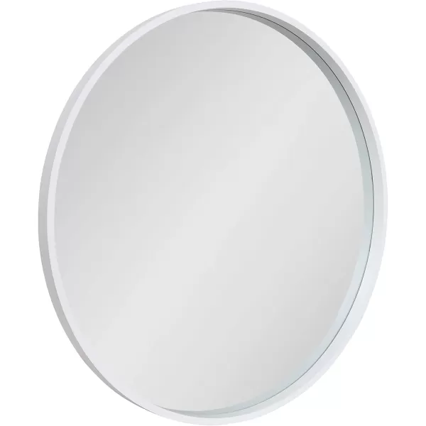 imageKate and Laurel Travis Round Wood Wall Mirror 315quot Diameter White Modern Wall Dcor AccentWhite