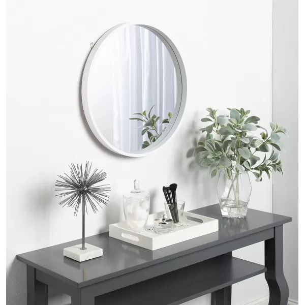 imageKate and Laurel Travis Round Wood Wall Mirror 315quot Diameter White Modern Wall Dcor AccentWhite