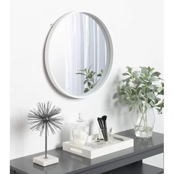 imageKate and Laurel Travis Round Wood Wall Mirror 315quot Diameter White Modern Wall Dcor AccentWhite