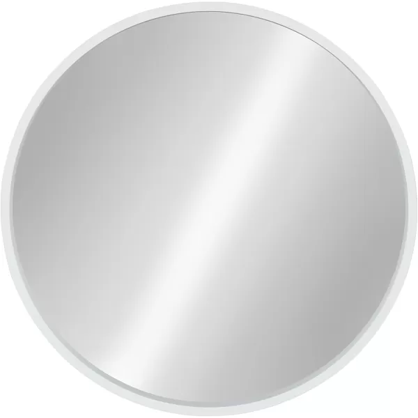 imageKate and Laurel Travis Round Wood Wall Mirror 315quot Diameter White Modern Wall Dcor AccentWhite