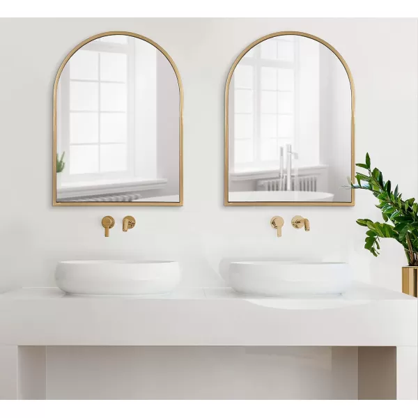 imageKate and Laurel Valenti Modern Arched Wall Mirror 24 x 32 Gold Vibrant Decorative Mirror for Wall