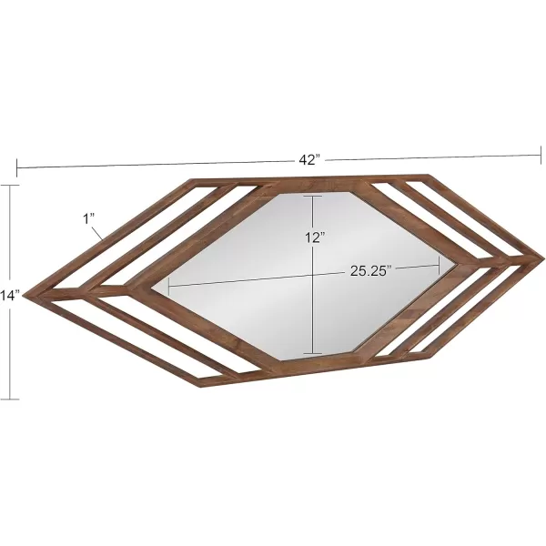 imageKate and Laurel Vayga Bohemian Geometric Decorative Wall Mirror 14 x 42 White Modern Hexagon Mirror with Nordic Inspired Frame for Scandinavian Wall DecorNatural